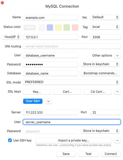 SSH Connection Details